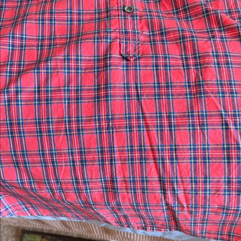 J. Crew Red and Navy Plaid Button-Down Shirt - Picture 3 of 4